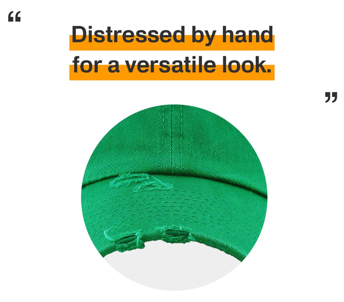 Kelly Green Distressed Vintage Baseball Cap Front View